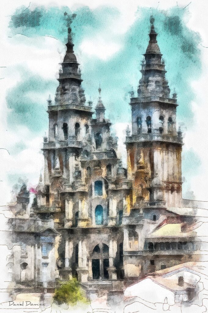 Catedral de Santiago de Compostela 2, acuarela