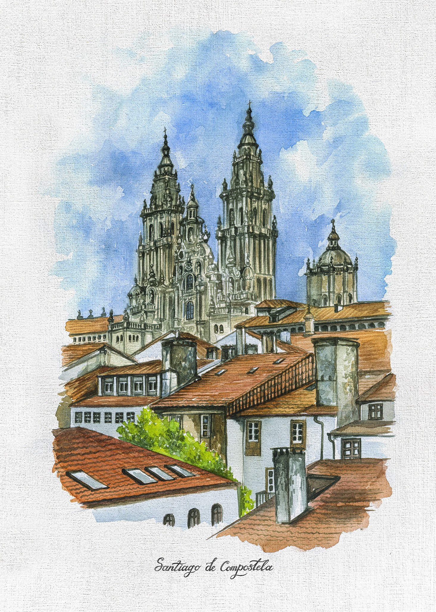 Catedral de Santiago de Compostela, vista desde la Alameda vertical
