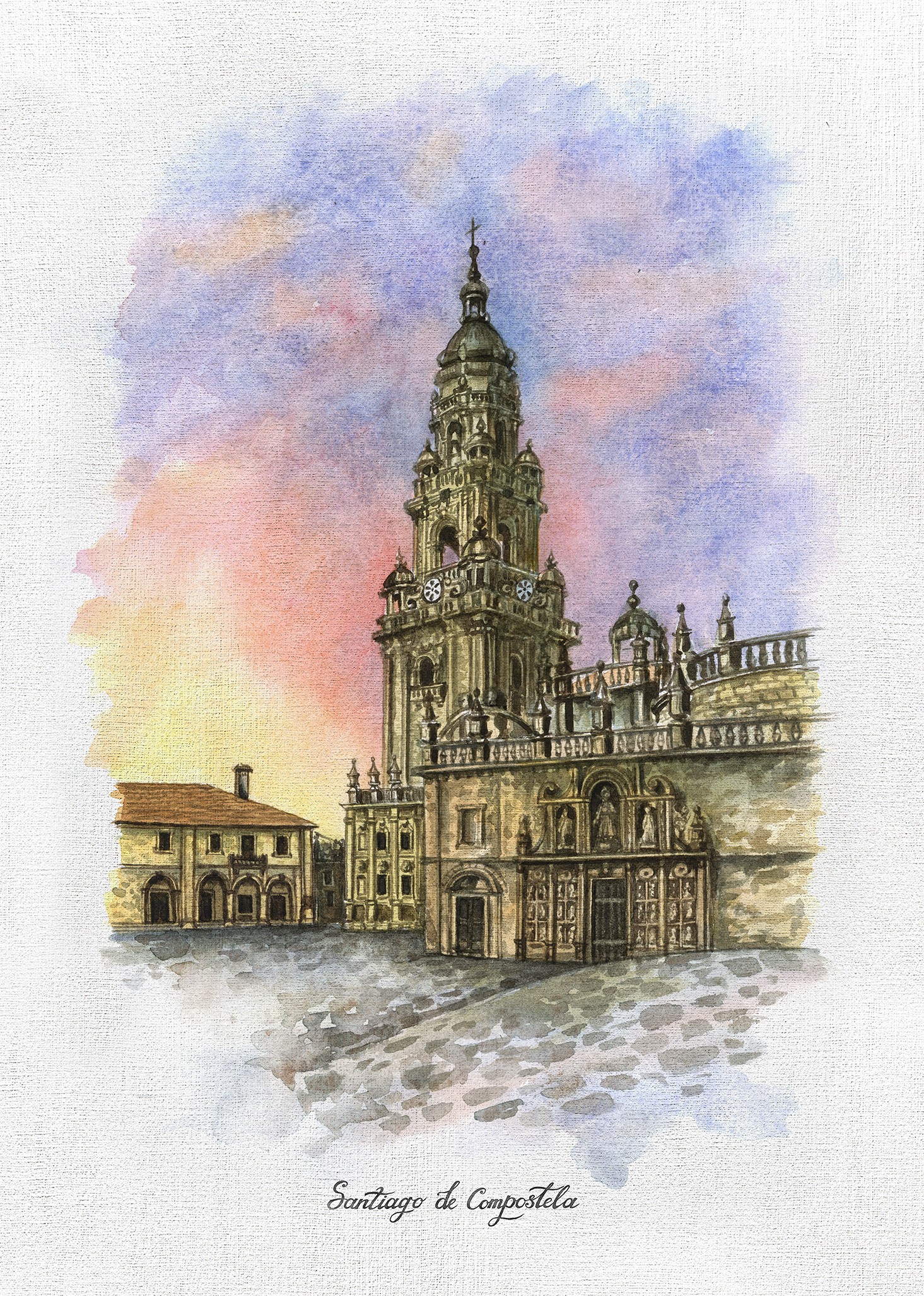 Catedral de Santiago de Compostela, vista desde la Plaza de la Quintana, Puerta Santa