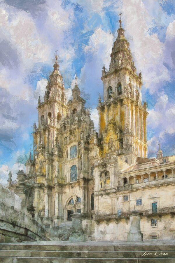 Santiago de Compostela, La Catedral, vista desde las escaleras de Raxoi